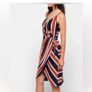 Market & Spruce Strapless Dress Navy, Orange, White-  Stripes thin straps & belt